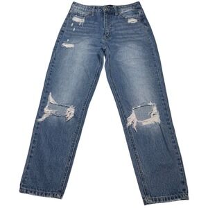 Vervet Mom Jean Fit Jeans Distressed High Rise Crop Women's 28 Stretchy